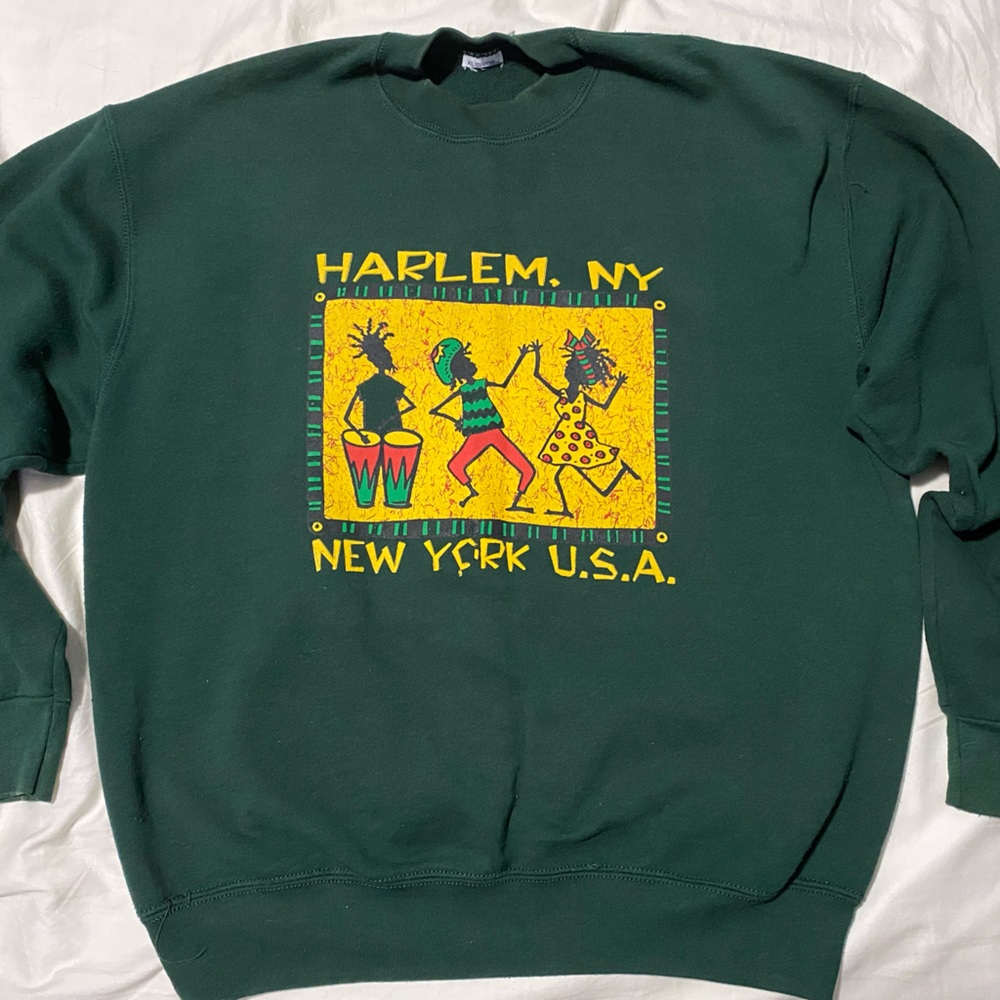 Vtg Harlem NY New York Reggae Music Art Dance Crewneck Raglan Sweatshirt Sz XL